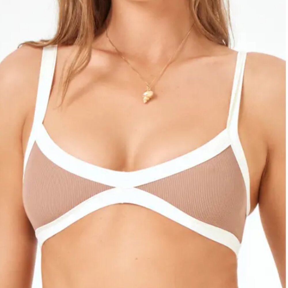 L*Space Taylor Rib Bikini Top In Saddle/ Cream